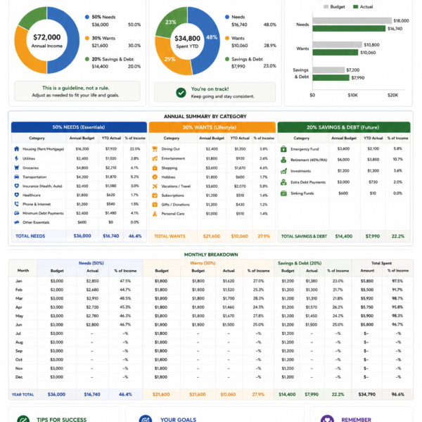 Annual 50/30/20 Budget